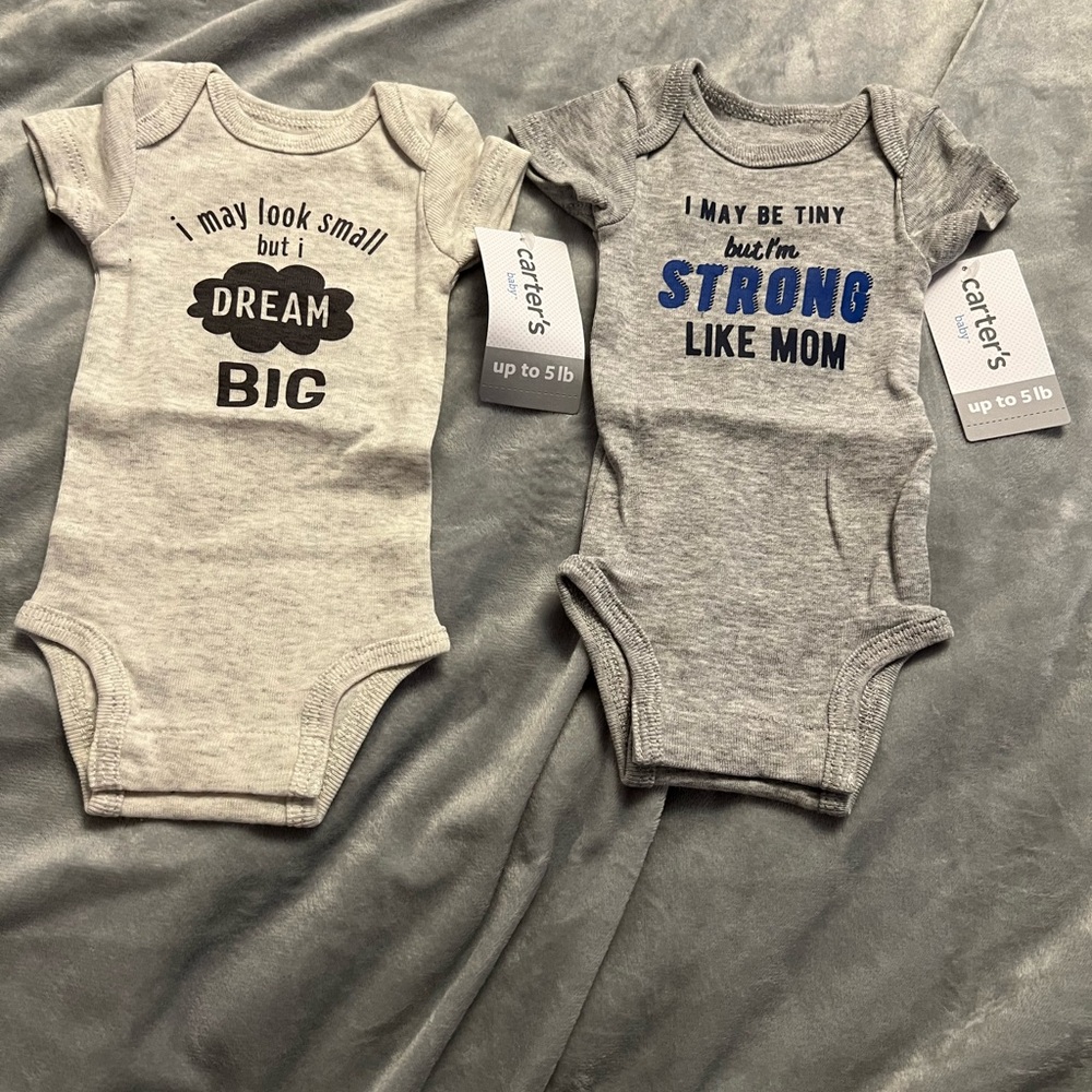2 pc NWT carters up to 5 lb preemie onesies baby boy or girl